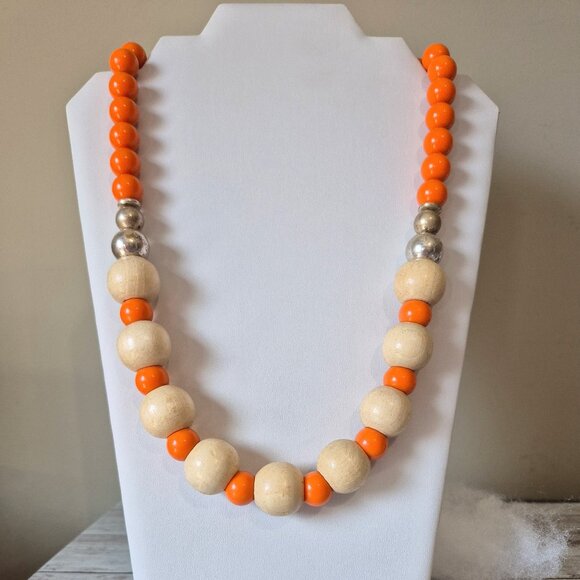Jewelry World Jewelry - Vintage 80s Acrylic and Wood Beads Necklace